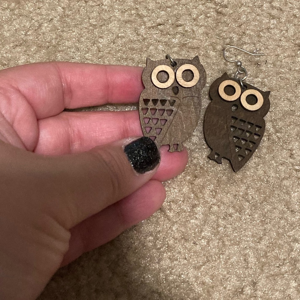 Wooden owl earrings